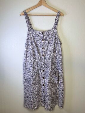 Sonoma Women’s Floral Button Up Linen Boho Sundress In Purple Ditsy Size 1X